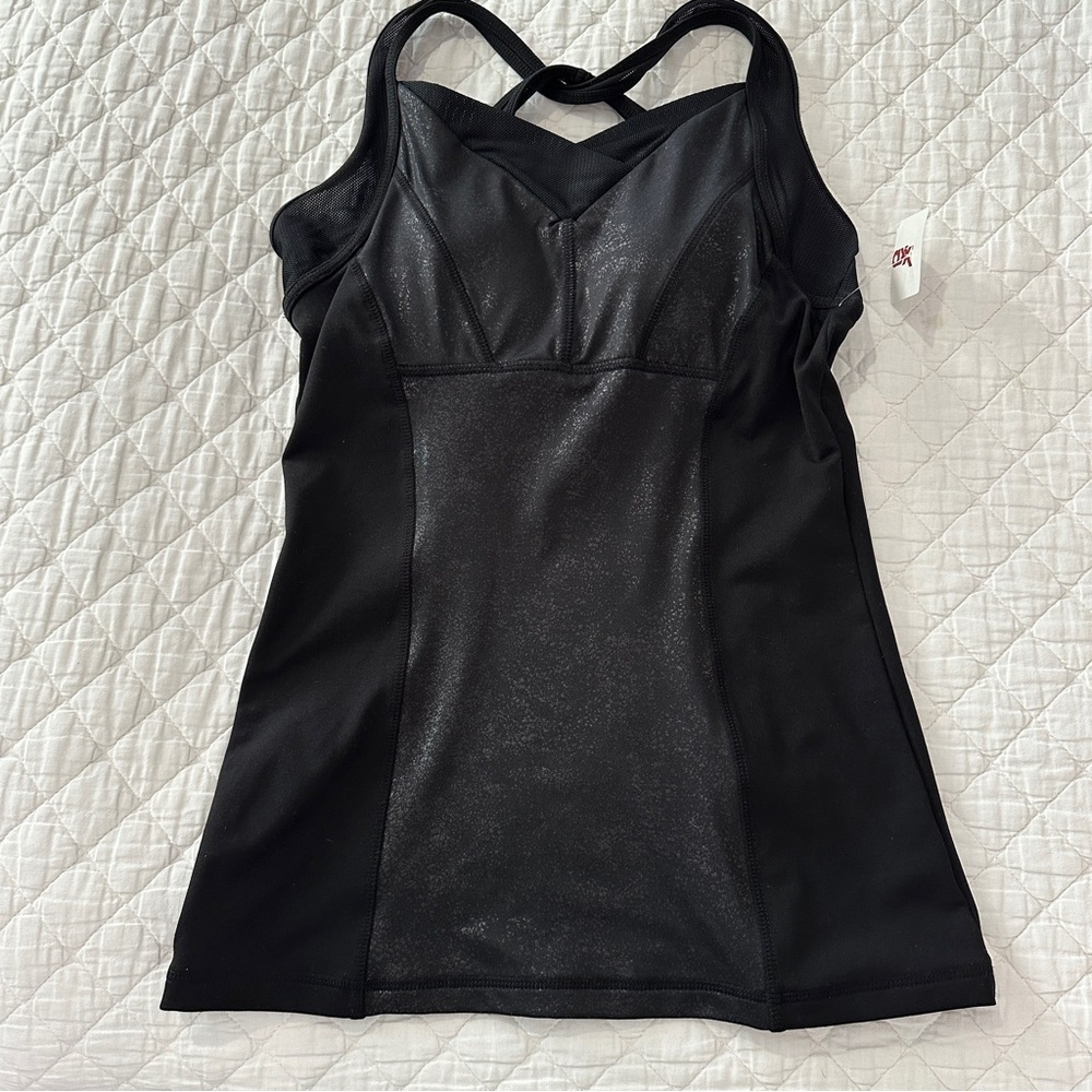Cynthia Rowley Black Shimmer Active Tank Top Built-In Bra XS - Picture 2 of 15